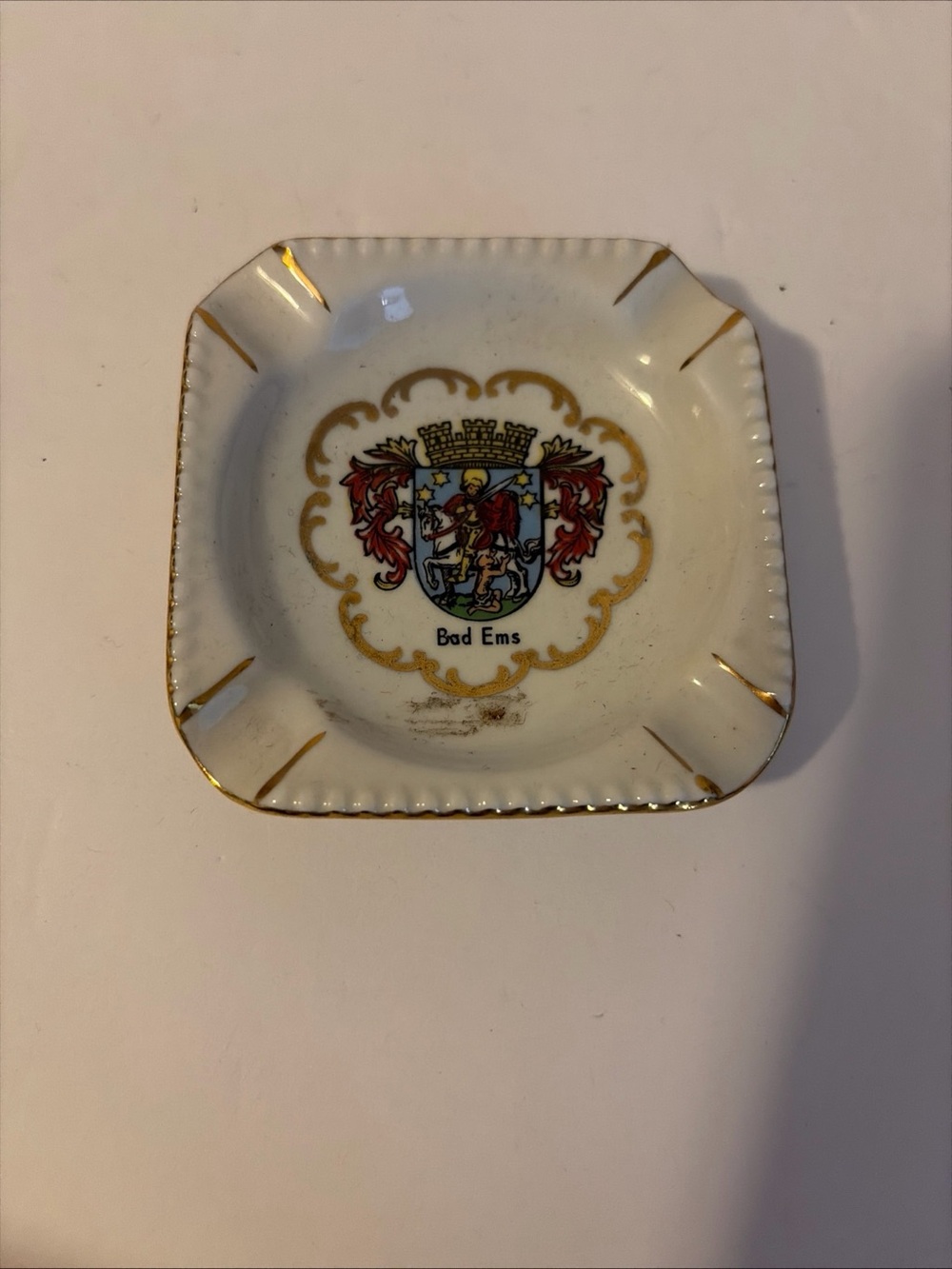 Vintage souvenir collectible porcelain ashtray Gloria